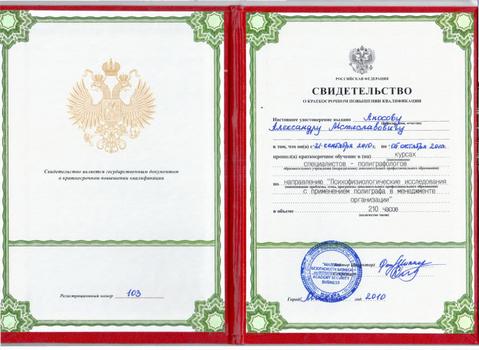 Свидетельство о повышении квалификации